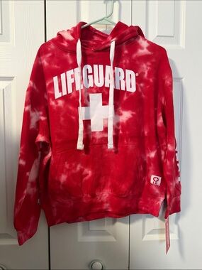 Red Tie-Dye Hooded Sweatshirt - Casual Gender Neutral